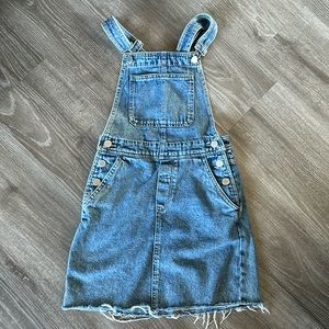 H&M denim overall mini dress